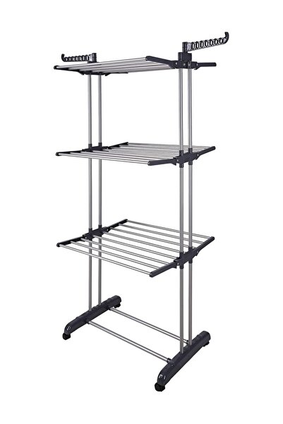 Taimi Foldable 3 Tier Clothes Drying Rack for Laundry Rolling white/black