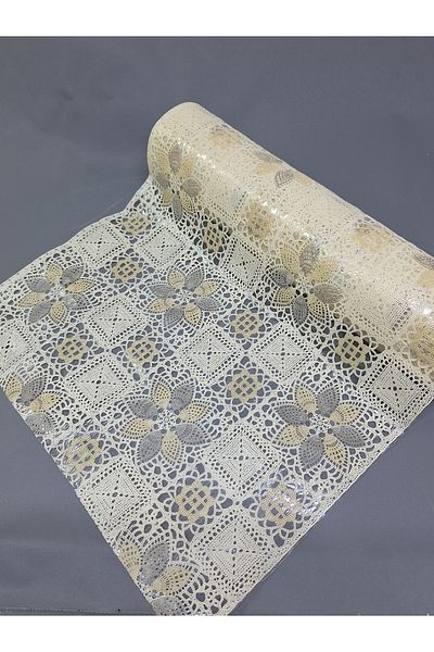 Başak Ev Tekstili Culoarea crem PVC Trim Lace Runner - Acoperire pentru rafturi și dulapuri