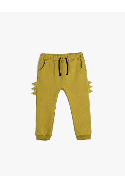 Koton Jogger-Jogginghose, Taillenband, Taschenapplikation, detaillierte Baumwolle
