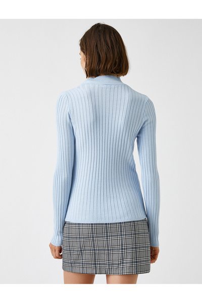 Koton Rolákový žebrovaný úpletový svetr s dlouhým rukávem