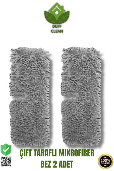 DUFF CLEAN 2 ADET YEDEK Çift Taraflı Mikrofiber Sprey Mop Bez 12*40 CM