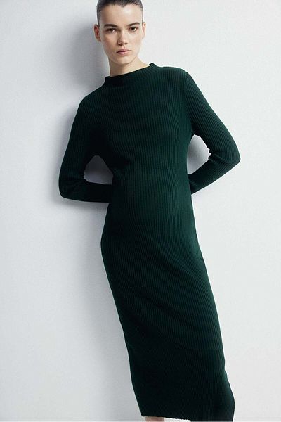 H&M MAMA Rib-knit turtleneck dress