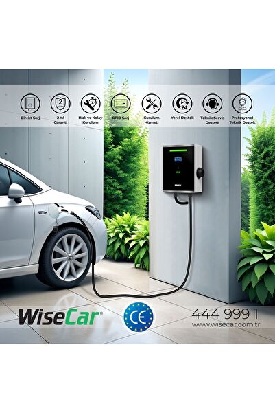 WiseCar Wt3 Smart 22 Kw Duvar Tipi RFID Kartlı Elektrikli Araç Şarj Istasyonu 5m Kablolu (Kartlı)