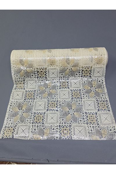 Başak Ev Tekstili Culoarea crem PVC Trim Lace Runner - Acoperire pentru rafturi și dulapuri