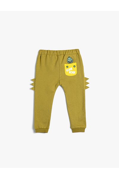 Koton Jogger-Jogginghose, Taillenband, Taschenapplikation, detaillierte Baumwolle