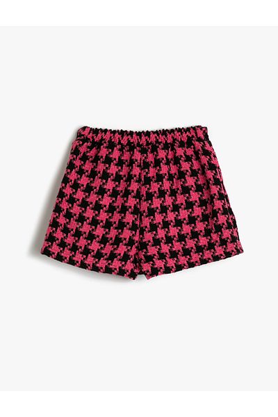 Koton Tweed Mini Shorts - Pleated Skirt and Elastic Waist
