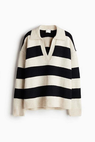 H&M Fine-knit Collared Jumper