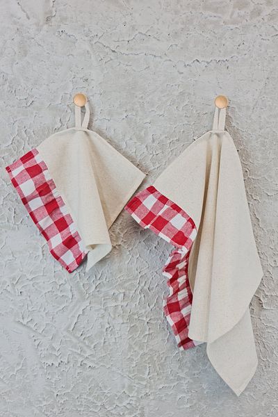 cotton maison Retro Set of 2 Ruffled Drying Cloths