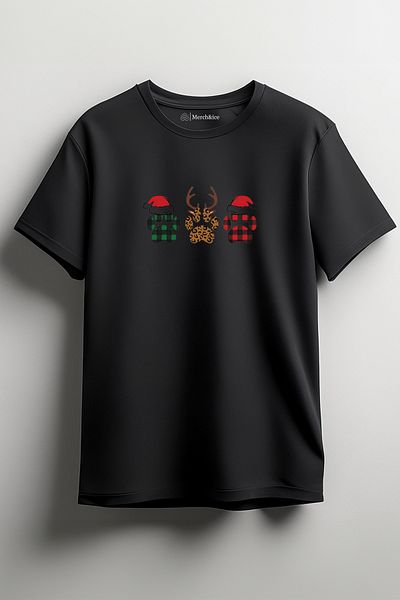 SM Satranç Medya Μπλουζάκι Unisex με Πρωτοχρονιάτικο στάμπα Deer Paws 3 τεμαχίων
