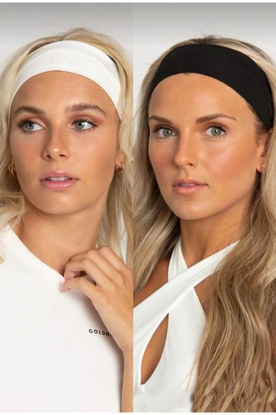 monalisatoka Γυναικεία ελαστική μπάντα μαλλιών Bandana Hair Band 2 τεμαχίων Μαύρο Λευκό Σετ κεφαλόδεσμου