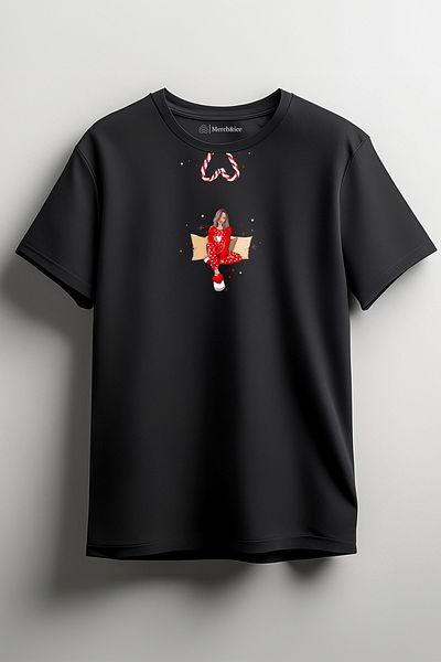 SM Satranç Medya Χριστουγεννιάτικο μπλουζάκι Unisex με Χριστουγεννιάτικο θέμα κορίτσι με καρδιά