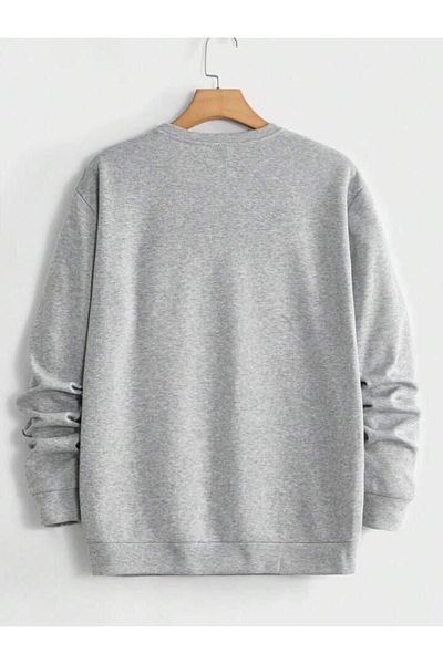 CAST COLLECTİON Unisex Gray Crew Neck Los Angeles Printed Sweatshirt
