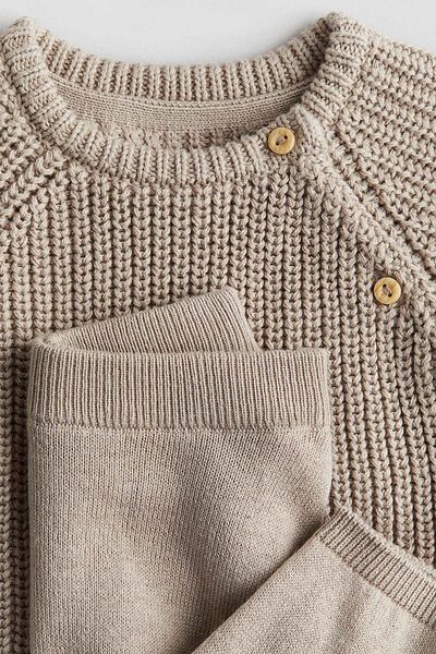 H&M طقم قطني محبوك مكون من قطعتين