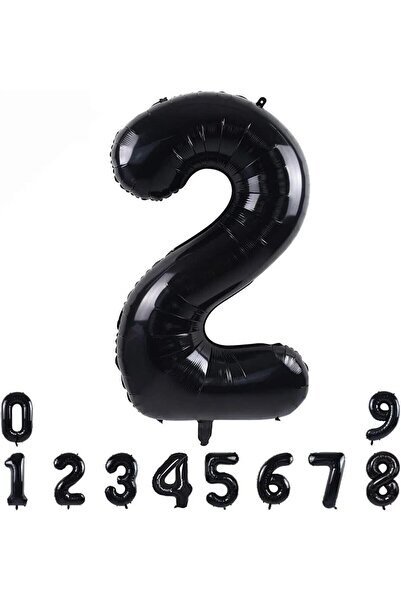 Genel Markalar 2 Siyah Rakam Folyo Balon 34" Inc