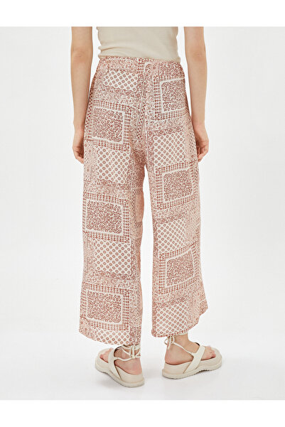 Koton Široké kalhoty s etnickým vzorem viskózový elastický pas