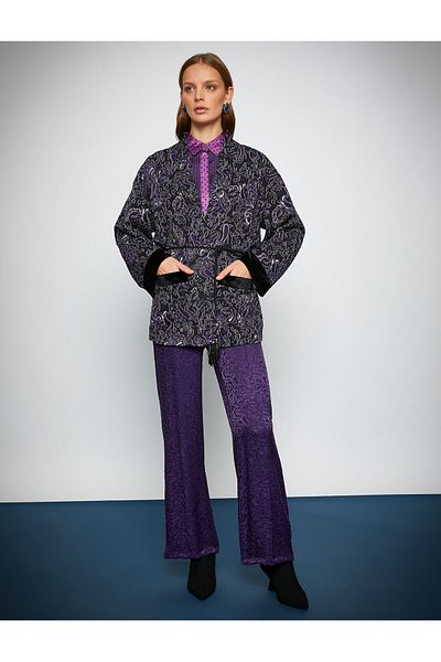 Koton Melis Ağazat X – Jacquard-Hose mit elastischem Bund und weitem Bein