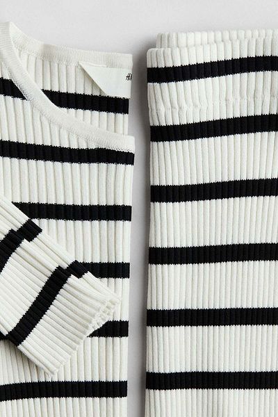 H&M 2-piece Rib-knit Top And Skirt Set