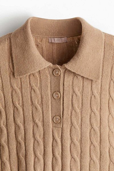 H&M Cable-knit polo jumper