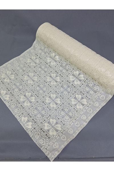Başak Ev Tekstili Culoarea crem PVC Trim Lace Runner - Acoperire pentru rafturi și dulapuri