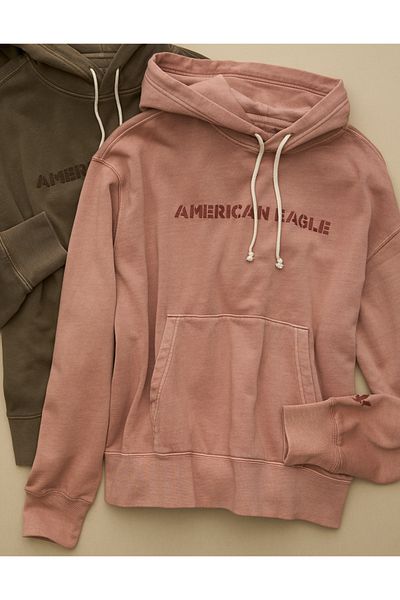AMERICAN EAGLE بلوزة بغطاء رأس بشعار AE جرافيكي