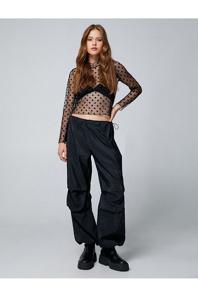 Koton Parachute Trousers with Pocket Detail, Stopper and Snap Closure