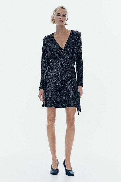 H&M Sequined wrap dress