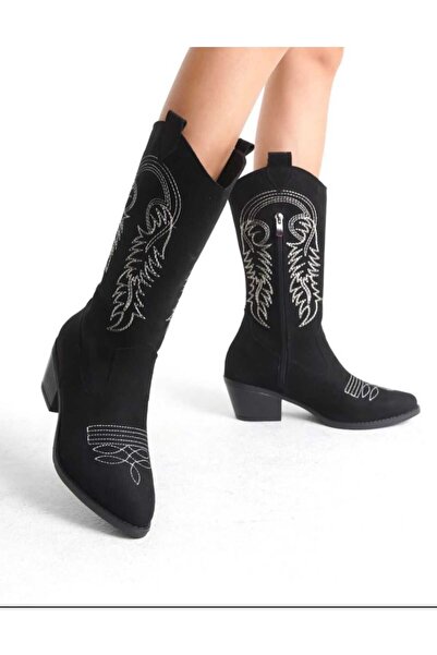 DAD WOLF Каубойски платнени ботуши с остър западен стил