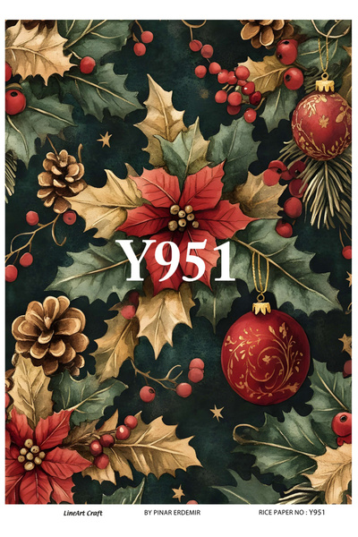 LİNEART Y951 New Year Series - 29*42 cm Brass Decopage