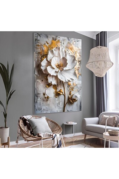 EMYA HOME Pictură pe pânză cu flori de aur 3D