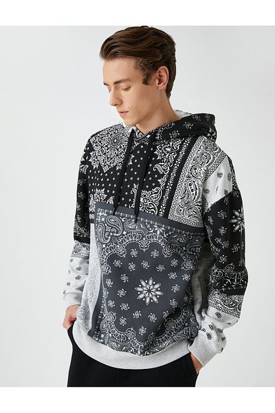 Koton Φούτερ με κουκούλα Oversize Σάλι με στάμπα μακρυμάνικο