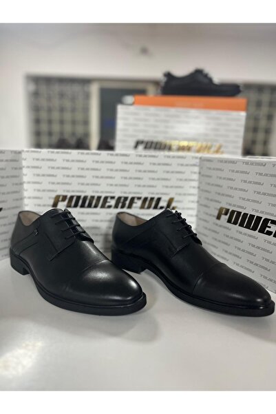 POWERFULL 703 Black Genuine Leather Men's Shoes