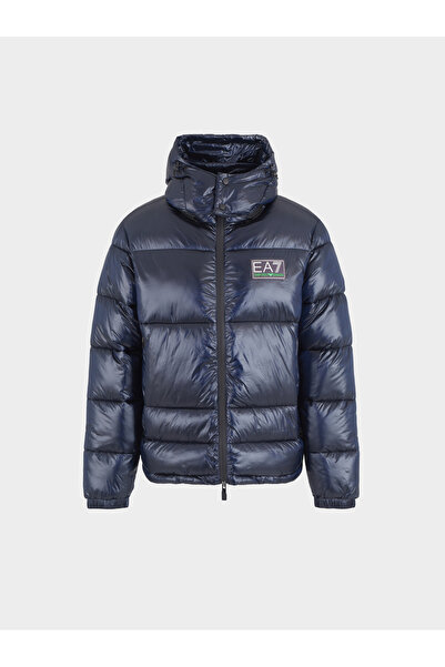 EA7 Erkek Kapitoneli Regular Fit Kapüşonlu Şişme Mavi Ceket 6DPB71 PN2MZ-1562
