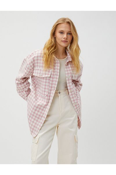 Koton Oversize Lumberjack Shirt with Pockets Buttons