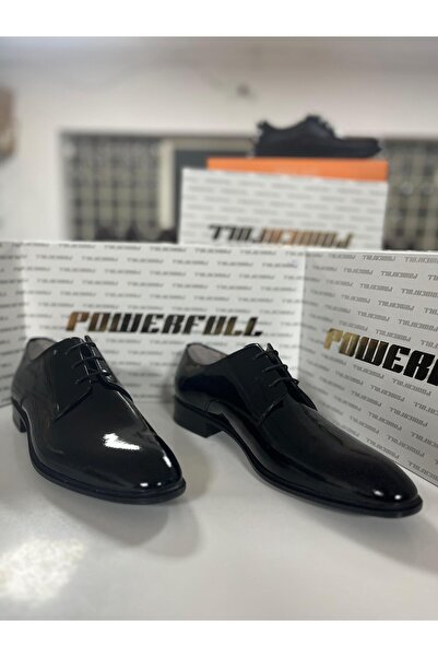 POWERFULL 688 Black Patent Leather Genuine Leather Men's Shoes