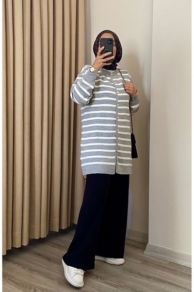 ASEL FASHİON Striped cardigan set
