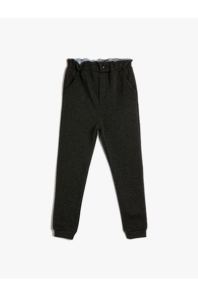 Koton Jogger Sweatpants Elastic Waist Pocket Ruffle Detailed Raised Cotton