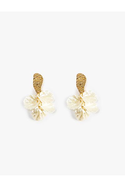Koton Floral Earrings Metal Dangle Natural Textured