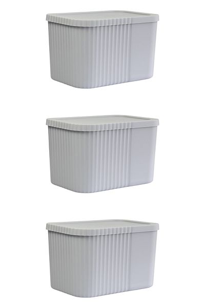 devigo 3 Pieces 6 Liters Midi Multi-Purpose Storage Box with Lid - Towel, Cosmetic Personal Item Organizer