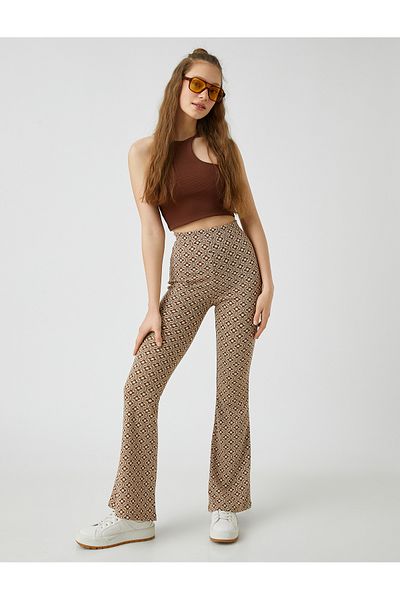 Koton Braune gemusterte Damenjeans 2SAL40115IK