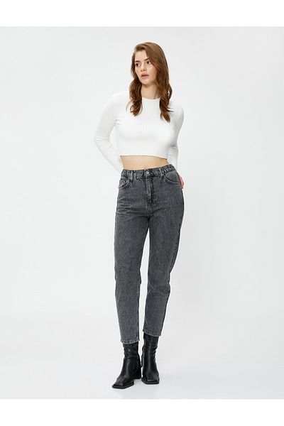 Koton Jeans mit hoher Taille und leicht schmalem Bein – Mom-Jeans