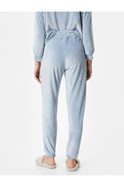 Koton Pantaloni de pijama Jogger din catifea cu snur cu talie din dantela