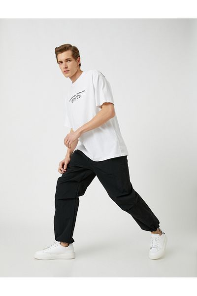 Koton Fallschirmhose, locker geschnittene Taille, Schnürung an den Beinen, elastische Tasche, detailliert
