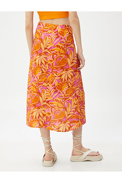 Koton Çiçekli Etek Maxi Önden Bağlamalı Viskoz Anvelop Kapama