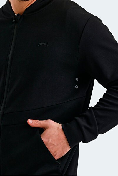 Slazenger VLAD Erkek Cepli Fermuarlı Siyah Sweatshirt