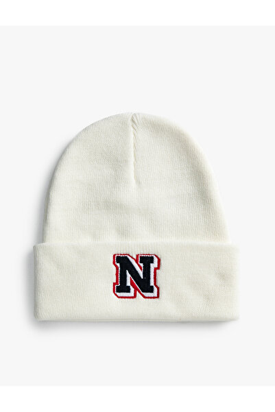 Koton Basic College Beret with Embroidered Fold Detail