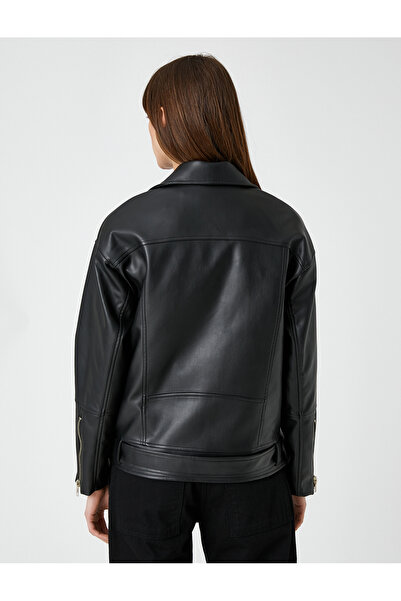 Koton Байкърско яке с цип от изкуствена кожа