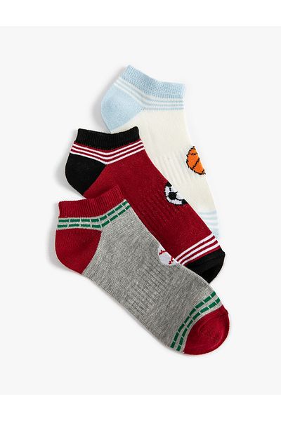 Koton Set of 3 Multicolored Striped Cotton Blend Socks