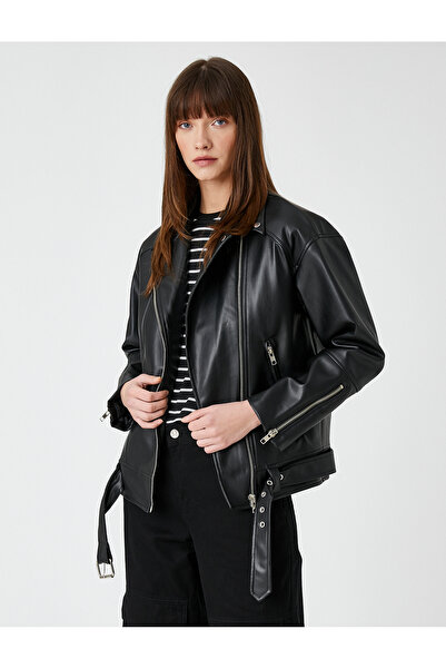 Koton Байкърско яке с цип от изкуствена кожа