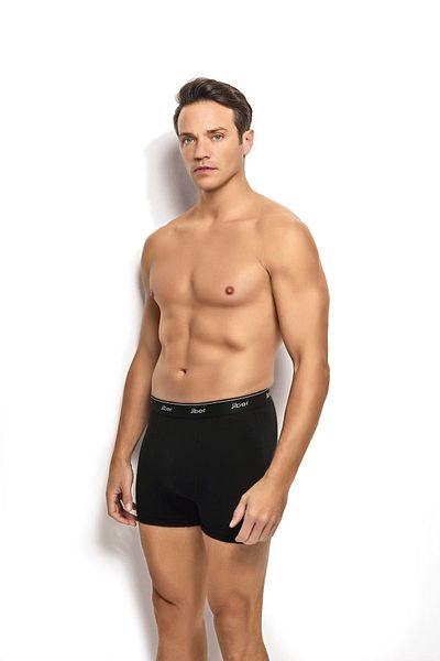 Jiber Ανδρικό μαύρο βαμβακερό Lycra Boxer 156
