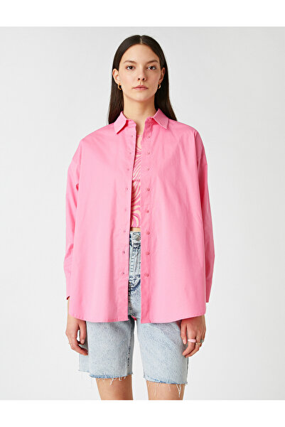 Koton Hosszú ujjú Oversize Poplin ing pamut